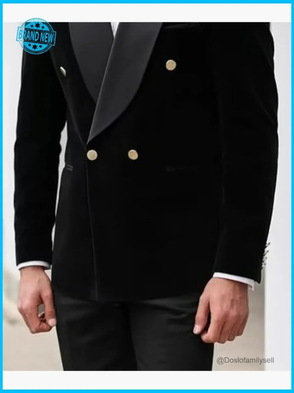 Velvet Shawl Collar Blazer Slim Fit Double Breasted Tuxedo Jacket Classic